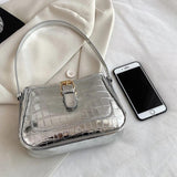 Women Bling Armpit Bags Glitter Shoulder Bags Leather Handbag Crossbody Bag