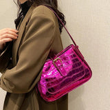 Women Bling Armpit Bags Glitter Shoulder Bags Leather Handbag Crossbody Bag