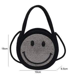 Women's Straw Crossbody Smile Shoulder Bag Crystal Evening Purse