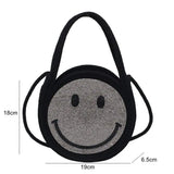 Women's Straw Crossbody Smile Shoulder Bag Crystal Evening Purse