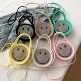 Women's Straw Crossbody Smile Shoulder Bag Crystal Evening Purse