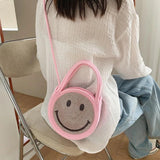 Women's Straw Crossbody Smile Shoulder Bag Crystal Evening Purse