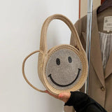 Women's Straw Crossbody Smile Shoulder Bag Crystal Evening Purse