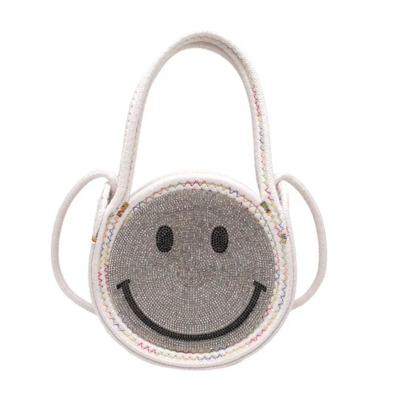 Women's Straw Crossbody Smile Shoulder Bag Crystal Evening Purse