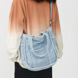 Denim Shoulder/Crossbody Bag for Lady, Casual Bags with Side Organizer Pockets
