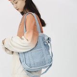 Denim Shoulder/Crossbody Bag for Lady, Casual Bags with Side Organizer Pockets