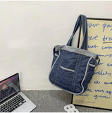 Denim Shoulder/Crossbody Bag for Lady, Casual Bags with Side Organizer Pockets