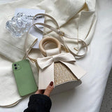 Straw Women Shoulder Bags Summer Beach Bucket Crossbody Bags Handbags