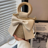 Straw Women Shoulder Bags Summer Beach Bucket Crossbody Bags Handbags