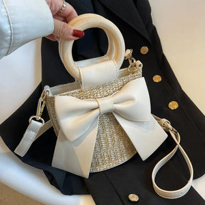 Straw Women Shoulder Bags Summer Beach Bucket Crossbody Bags Handbags