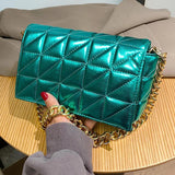 Green PU Leather Small Shoulder Bag Chain Messenger Clutch