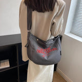 Casual Women Canvas Shoulder Bags Ladies Large Capacity Letters Handbag Beige Gr