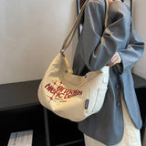 Casual Women Canvas Shoulder Bags Ladies Large Capacity Letters Handbag Beige Gr