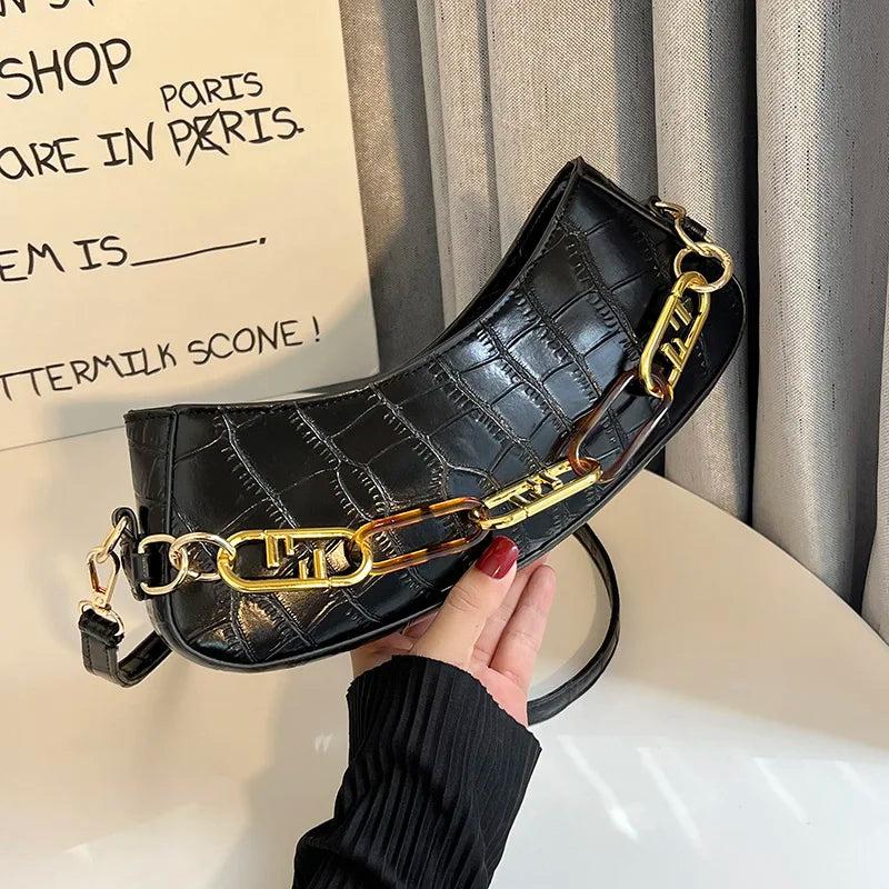 PU Leather Stone Pattern Armpit Bag Ladies Shopping Shoulder Bags Female