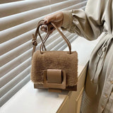 Fluffy Shoulder Handbag Tote Square Crossbody Wallet for Women