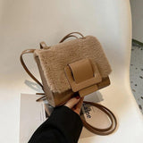 Fluffy Shoulder Handbag Tote Square Crossbody Wallet for Women