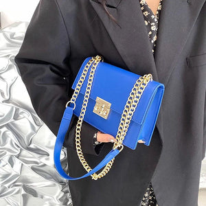 Green Chain Flap Crossbody Bag PU Leather Handbag Purse