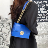 Green Chain Flap Crossbody Bag PU Leather Handbag Purse