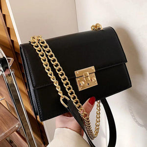 Green Chain Flap Crossbody Bag PU Leather Handbag Purse
