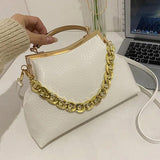 Pleated Shell Evening Clutch with Metal Handle Chain