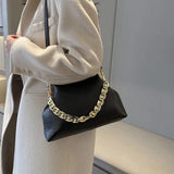 Pleated Shell Evening Clutch with Metal Handle Chain