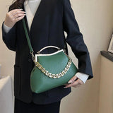 Pleated Shell Evening Clutch with Metal Handle Chain