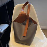 Classic Women's Bucket Bags Casual Pu Leather Totes Shoulder Bag Crossbody Bags