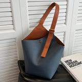 Classic Women's Bucket Bags Casual Pu Leather Totes Shoulder Bag Crossbody Bags