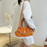 Women Heavy Chain Crossbody Bags Ruched Shoulder Bags Handbags
