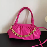 Women Heavy Chain Crossbody Bags Ruched Shoulder Bags Handbags