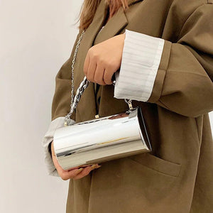 Silver Shoulder Bag for Women Evening Clutch Crossbody Handbag