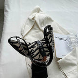 Leopard Print Crescent Bag Winter Retro Chain Armpit Women Handbags