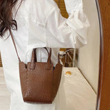 Vintage Women's Bucket Bag High Soft Leather Shoulder Crossbody Bags Yellow