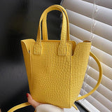 Vintage Women's Bucket Bag High Soft Leather Shoulder Crossbody Bags Yellow