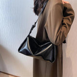 Women Brown PU Leather Shoulder Bag Classic Square Handbag