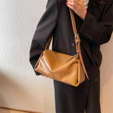 Women Brown PU Leather Shoulder Bag Classic Square Handbag