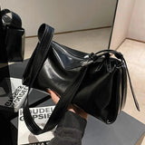 Women Brown PU Leather Shoulder Bag Classic Square Handbag