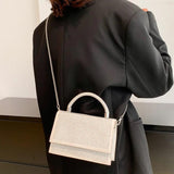 Crystal Top Handle Flap Bag Chain Crossbody Shoulder Bling Evening Clutch