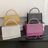 Crystal Top Handle Flap Bag Chain Crossbody Shoulder Bling Evening Clutch