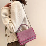 Crystal Top Handle Flap Bag Chain Crossbody Shoulder Bling Evening Clutch