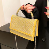Crystal Top Handle Flap Bag Chain Crossbody Shoulder Bling Evening Clutch