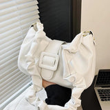 Women Fold Shoulder Bag Soft PU Leather Totes Green Handbags Messenger Bags
