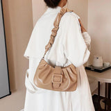 Women Fold Shoulder Bag Soft PU Leather Totes Green Handbags Messenger Bags
