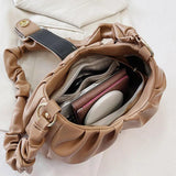 Women Fold Shoulder Bag Soft PU Leather Totes Green Handbags Messenger Bags