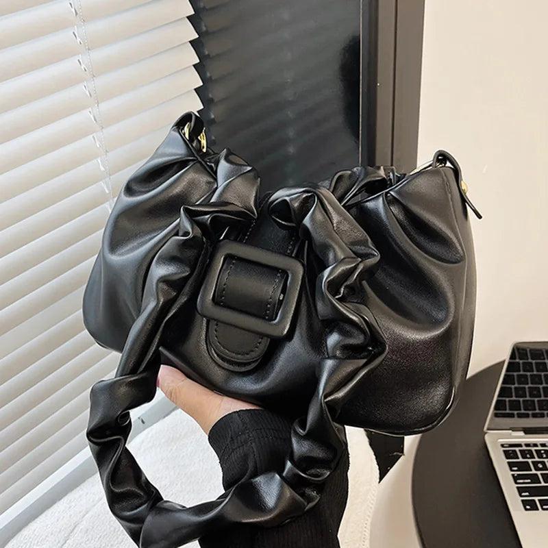 Women Fold Shoulder Bag Soft PU Leather Totes Green Handbags Messenger Bags