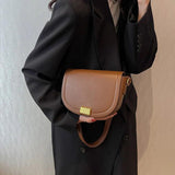 Women Red Brown Crossbody Bags Female Pu Leather Saddle Bags Armpit Bags