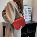 Women Red Brown Crossbody Bags Female Pu Leather Saddle Bags Armpit Bags