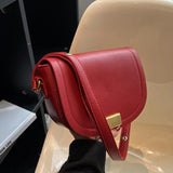 Women Red Brown Crossbody Bags Female Pu Leather Saddle Bags Armpit Bags