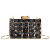 Women's Metallic Evening Clutch Purse with Diamond Contrast