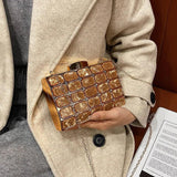 Women's Metallic Evening Clutch Purse with Diamond Contrast